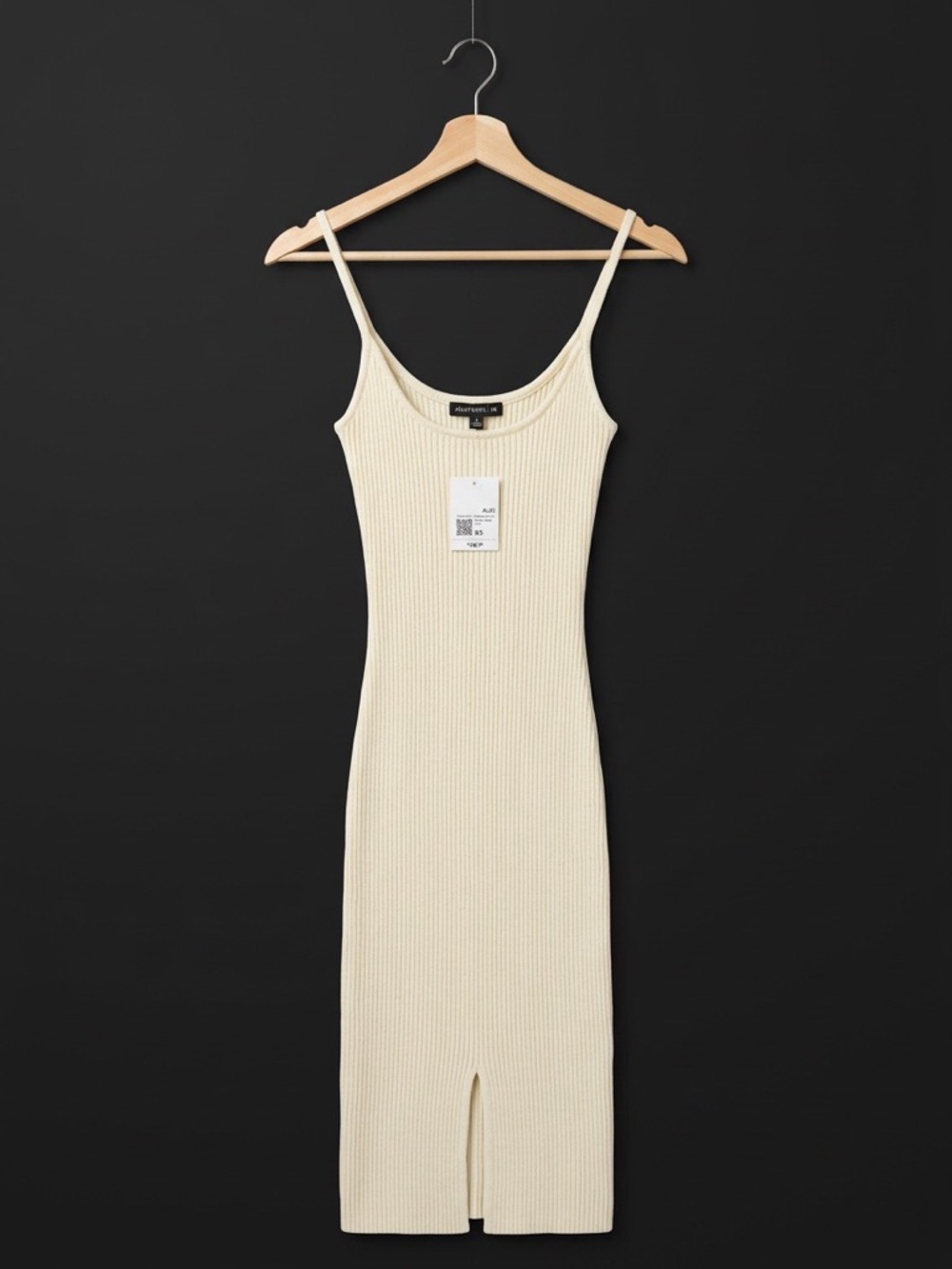 Forever 21 Cream Ribbed Spaghetti Strap Mini Dress